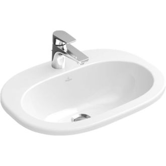 Villeroy & Boch Villeroy&boch - Lavabos Encastrables, 560 X 405 Mm, Ovalado, Para Grifer&iacute;a De 3 Orificios, Orificio Central Perforado, Con Rebosadero, Porcel&aacute;nico San