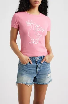 Vinyl Icons Got Too Silly Graphic Baby Tee in Fuschia Pink at Nordstrom Rack, Size X-Small