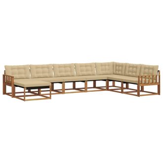 vidaXL Conjunto De Sof&aacute;s De Exterior Con Coj&iacute;n 8 Pcs Natural Y Beige Vidaxl
