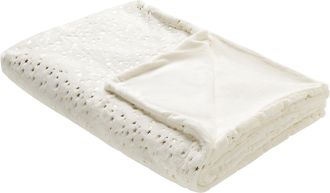 Beliani Beliani - Manta Cubrecama De Poli&eacute;ster Con Estampado De Estrellas Doradas 150 X 200 Cm Blanco Crema Alazeya