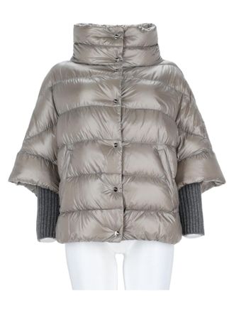 Herno Puffer-Style Jacket with High Collar and Ribbed Knit Cuffs