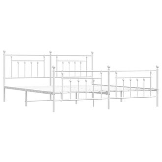 Berkfield Home Metal Bed Frame with Headboard & Footboard White 200x200 cm