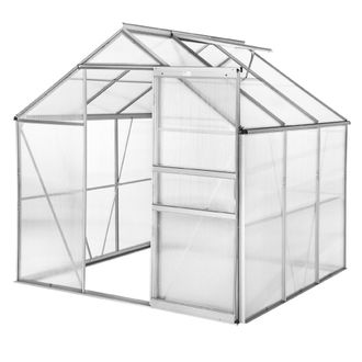 TecTake Invernadero aluminio con puerta, 5,85 m&sup3;, 185x190x195cm, transparente
