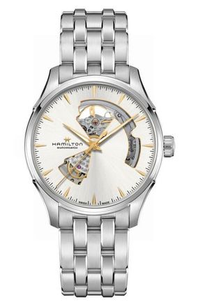 Hamilton Jazzmaster Open Heart Automatic Bracelet Watch, 40mm in Silver at Nordstrom