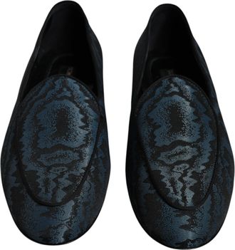 Dolce & Gabbana Blue Black Flats Men Loafers Dress Mens Shoes
