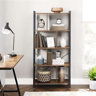 Vasagle Large Industrial Bookshelf with 5 Open Tiers in Dark Brown