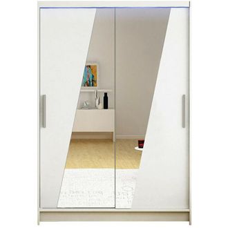 Mirjan24 Mobilier1 - Armario Closico 152, Blanco, 200x120x58cm, Puertas de armario: Correderas, Número de estantes: 0, led
