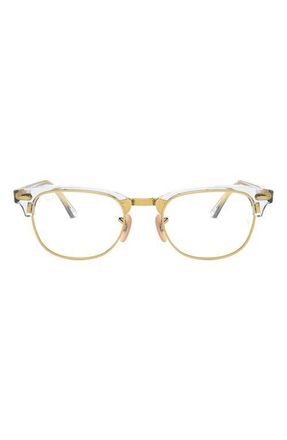 Ray-Ban 53mm Square Clubmaster Optical Glasses in Rose Gold Black at Nordstrom