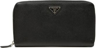 Prada Pre-owned Saffiano Zip Around Portemonnee - Dames - Vintage Accessoires - Zwart - ONE Size - Leer - Vintage
