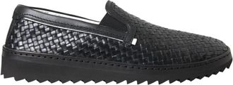 Dolce & Gabbana Zwarte Geweven Leren Loafers Schoenen - Heren - Loafers - Zwart - 40 EU - Leer - Schoenen