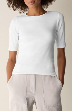 Eileen Fisher Crewneck T-Shirt in White at Nordstrom, Size Xx-Small