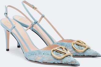 Valentino Garavani VLogo lace slingback pumps