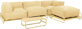 Oviala Conjunto modular de jard&iacute;n de 4 plazas con estructura amarillo claro