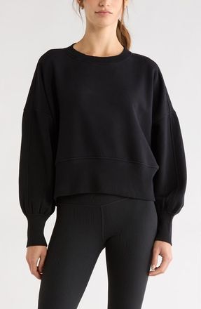 Zella Cloud Fleece Relaxed Sweatshirt in Black at Nordstrom, Size Xx-Large