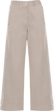 PANICALE Beige Cotton Embellished Straight-Leg Pants