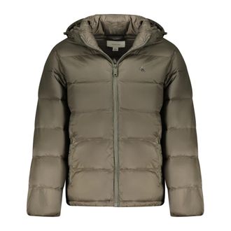 Calvin Klein Down Jackets, male, Brown, Size: 2XL Hooded Down Puffer Jacket