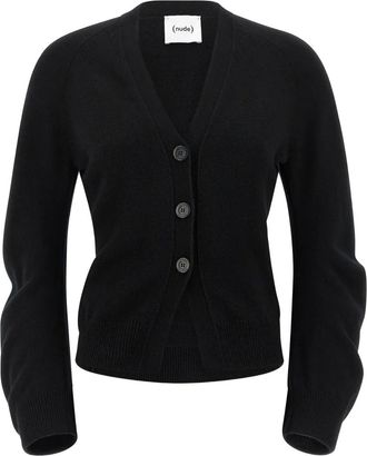 Nude long-sleeves button cardigan - women - Virgin Wool - M - Black
