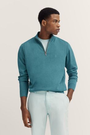 Bugatti Troyer BUGATTI, Herren, Gr. XXL, 550, flaschengr&uuml;n, Sweatware, 100% Baumwolle, unifarben, regular fit, ohne Ausschnitt, Rippb&uuml;ndchen, Pullover Troyer,