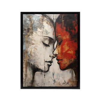 Artery8 Love & Affection Lesbian Couple Framed Canvas Wall Art Print in Red | Size: W24 x H32