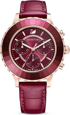 Swarovski Octea Lux Chrono Horloge - Dames - Horloges - Roze - ONE Size - Leer - Accessoires