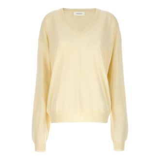 Sportmax Etruria Sweater - Dames - V-hals truien - Geel - L - Wol - Truien & Vesten