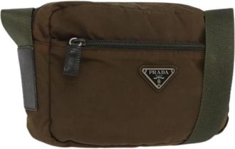 Prada Pre-owned Vintage Nylon Schoudertas - Dames - Vintage Heuptassen - Bruin - ONE Size - Nylon - Vintage