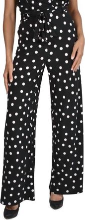 Frank Lyman Design Bianca Pant With Removable Tie Belt - Plus In Black With White Polka Dot