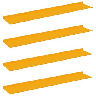 vidaXL Estante Flotante 4 Pcs Amarillo Mostaza 100 X 18 X 2,5 Cm Acero Vidaxl