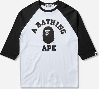 A Bathing Ape Men s College Raglan Regular Fit T-Shirt White
