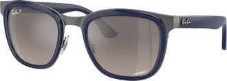 Ray-Ban RB3709 Clyde Asian Fit Polarized 004/5J Mens Sunglasses Blue Size 53