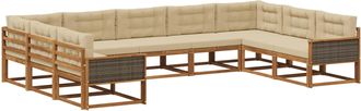 vidaXL Conjunto De Sof&aacute;s De Exterior 9 Uds. Natural Y Beige Vidaxl