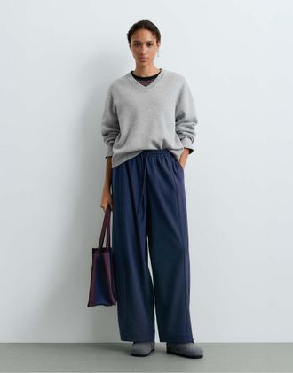 Oysho Pantaloni a palloncino in 13% lana blu navy