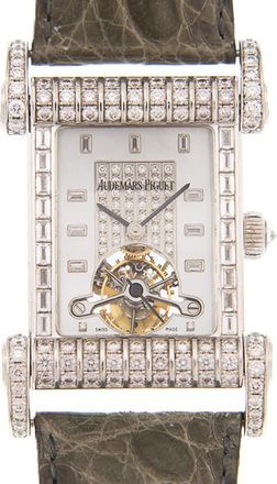 Audemars Piguet Canape Tourbillon Hand Wind Diamond Silver Dial Watch 25951BC