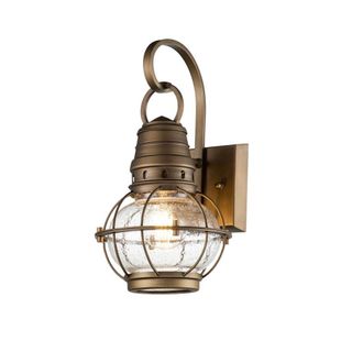 Elstead Lighting Aplique exterior,IP44, aluminio y vidrio, Lat&oacute;n natural H 33.4cm