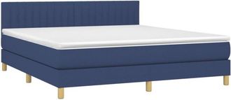 vidaXL Vidaxl - Cama Box Spring Con Colch&oacute;n Y Led Tela Azul 160x200 Cm