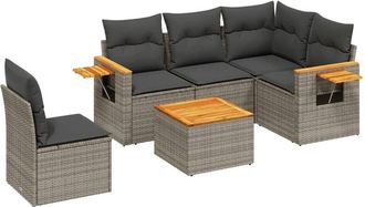 vidaXL Vidaxl - Set De Muebles De Jard&iacute;n 6 Pzas Y Cojines Rat&aacute;n Sint&eacute;tico Gris