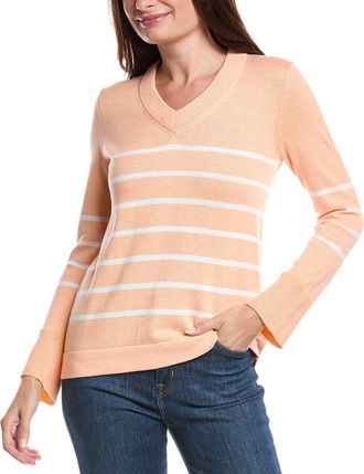 Forté Cashmere Stripe V-Neck Sweater