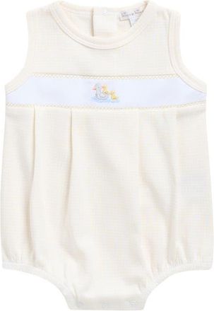 Kissy Kissy Bubble Duck Detail Pima Cotton Romper in Yellow at Nordstrom, Size 0-3M
