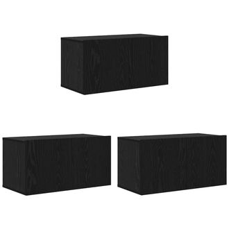 Berkfield Home TV Cabinet Set Black Oak Engineered wood Medium TV Cabinet