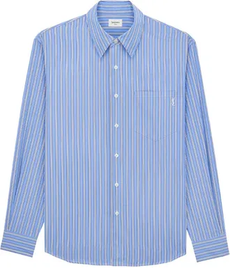 Saint Laurent Overhemden, Heren, Blauw, XL, Katoen, Cassandre Katoenen Shirt