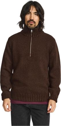 Revolution Half-Zip Knit - Heren - Coltruien - Bruin - M - Wol - Truien & Vesten
