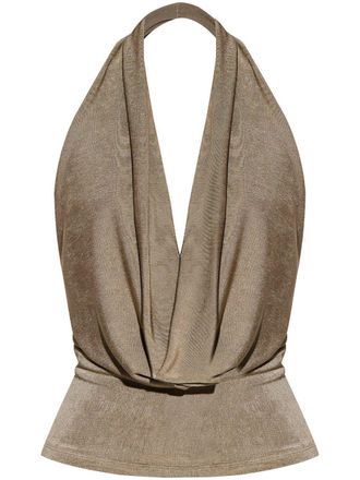 Misbhv halterneck top - women - Polyester/Elastane - S - Neutrals