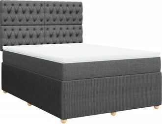 vidaXL Cama Box Spring Con Colch&oacute;n Tela Gris Oscuro 140x190 Cm Vidaxl