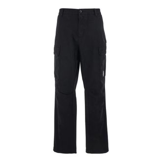 C.P. Company Straight Trousers, male, Black, Size: XL Cotton Gabardine Loose Cargo Pants