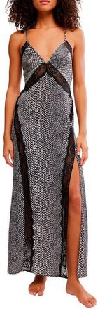 Free People Intimately FP Some Kind of Love Maxi Print Nightgown in Onyx Combo at Nordstrom, Size X-Small