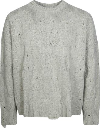 Represent Distress Cable-Knit Sweater