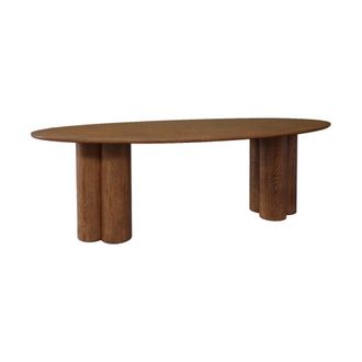 Sweeek Mesa de comedor ovalada de madera de hevea para 8 personas, 220cm