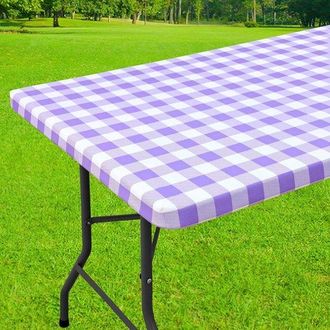 OEM Mantel Rectangular Para Picnic, Mantel De Vinilo Laminado El&aacute;stico E Impermeable, Acampar Y Uso Al Aire Libre (morado, 75183 Cm)