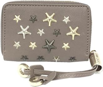 Jimmy Choo London Grayish Metallic Leather Coin Purse/Coin Case (Pre-Owned)