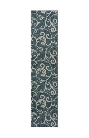 Jonathan Y Designs Maribel Traditional Classic All-Over Scroll Indoor/Outdoor Area Rug in Turquoise/cream at Nordstrom, Size 4Ft 0In X 6Ft 0In